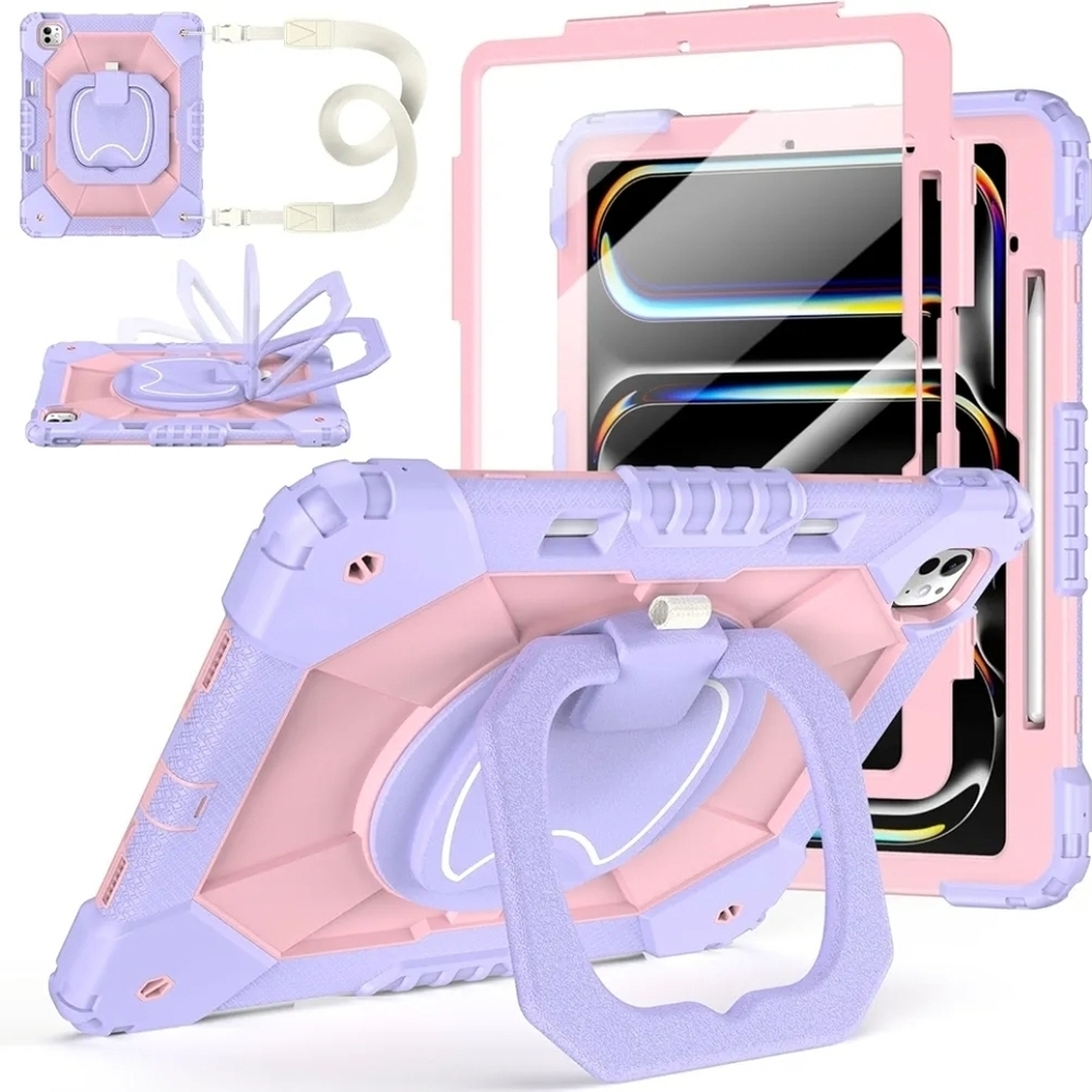 Case for iPad Pro 13 - Rotating Stand - Pink and Purple Cover